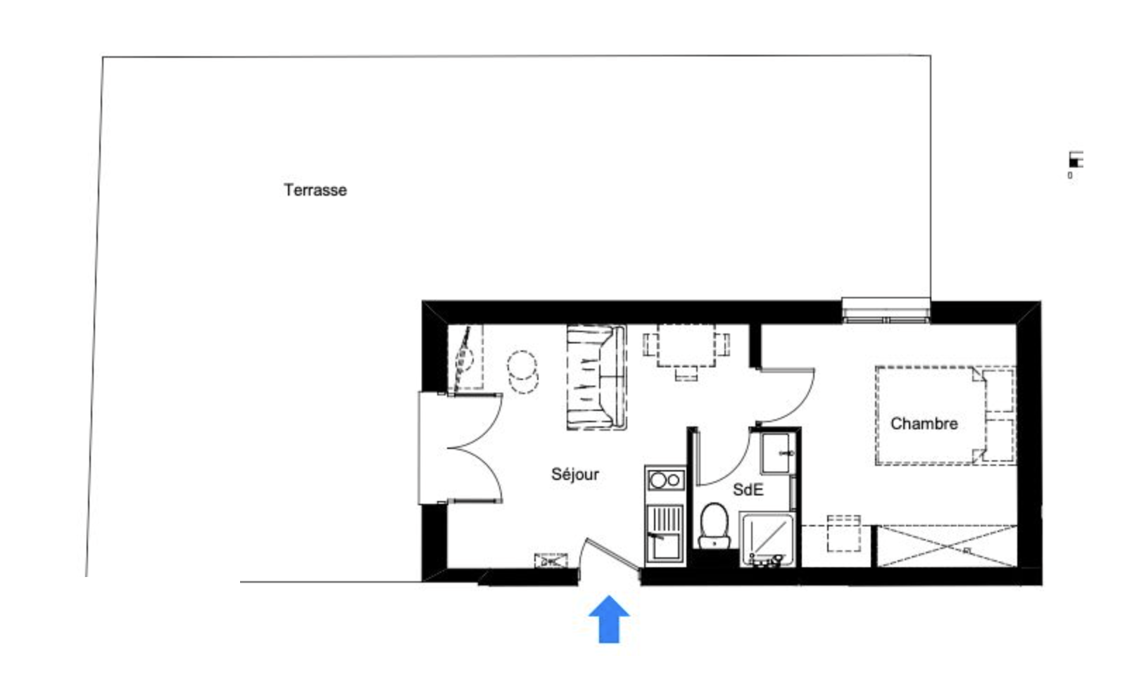 T2 brut de 27 m² de surface utile avec terrasse privative de 80 m² — idéal investisseur — photo 3