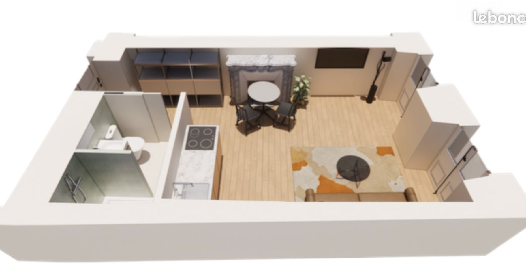 Studio en plateau de 23 m² de surface utile — vue cathédrale — photo 2